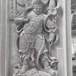 成都 芝麻灰花岗岩人物雕刻——多闻天王