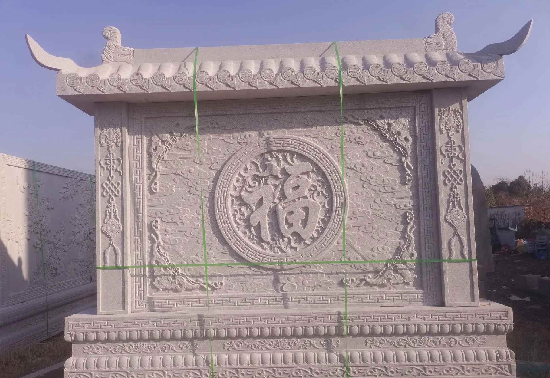 成都 芝麻白花岗岩屏风，照壁，影壁