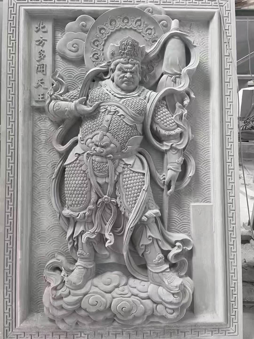 成都 芝麻灰花岗岩人物雕刻——多闻天王